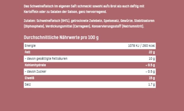 TULIP 6x 300 g Schweinefleisch im eigenen Saft | Fleisch Schwein 94% | FrÃ¼hstÃ¼cksfleisch in der Konserve | Ideal als Belag oder zum Anbraten | Konservenfleisch – Bild 3